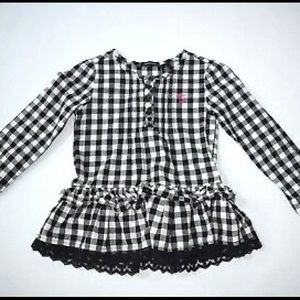Calvin Klein Jean Brand - Girls Black White Check Peplum Top
